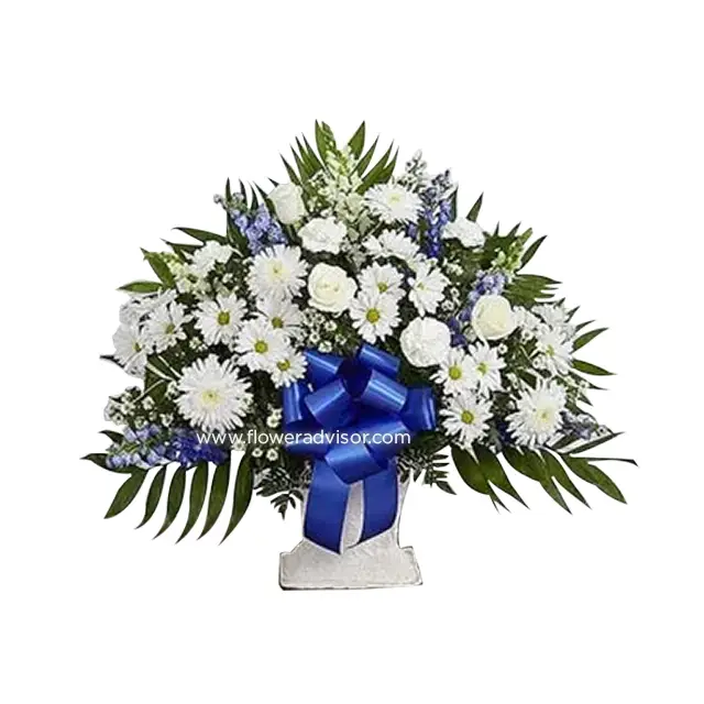 Blue & White Sympathy Floor Basket - Condolence