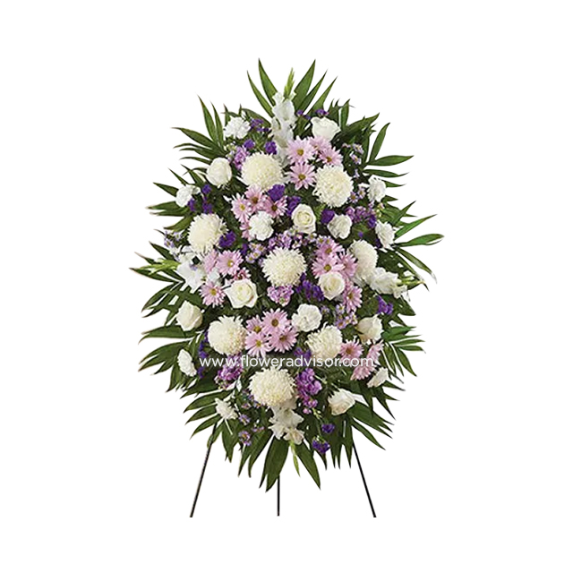 Lavender & White Standing Spray - Condolence