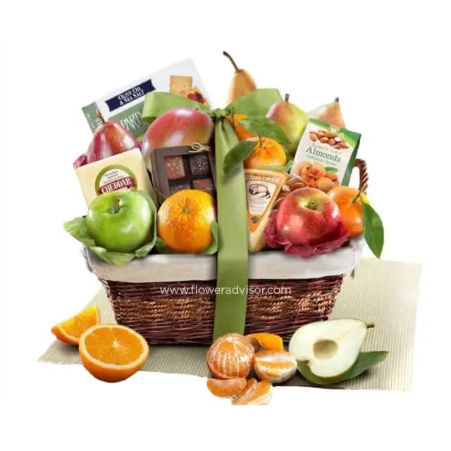 Deluxe Fruit and Favorites Gift Basket