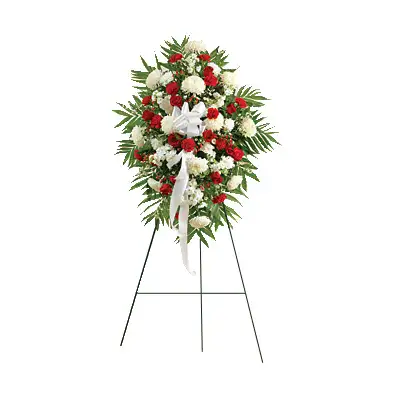Red & White Sympathy Standing Spray