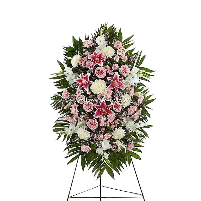 Sympathy Standing Spray Pink & White