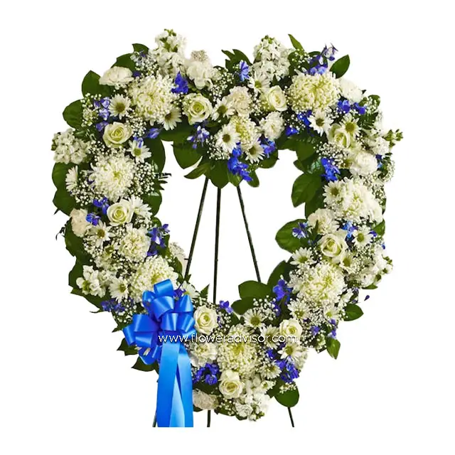 Blue & White Standing Open Heart
